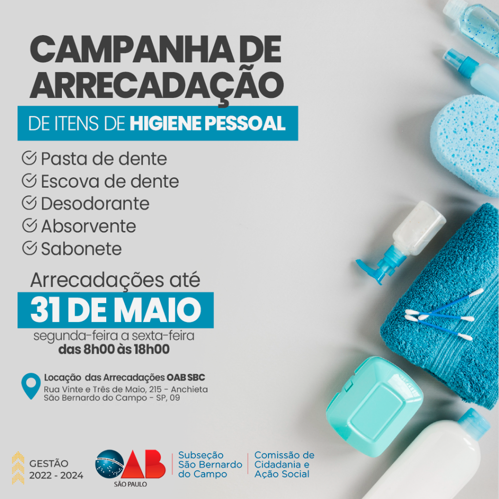 Campanha De Arrecadação De Itens De Higiene Pessoal Oab Sbc 5895